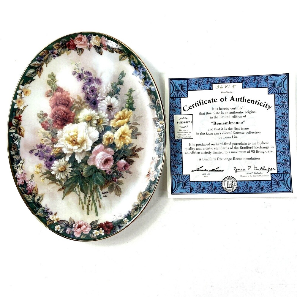Lena Liu's Floral Cameo REMEMBRANCE 1st Issue #3641 K w/Certificate Bradford